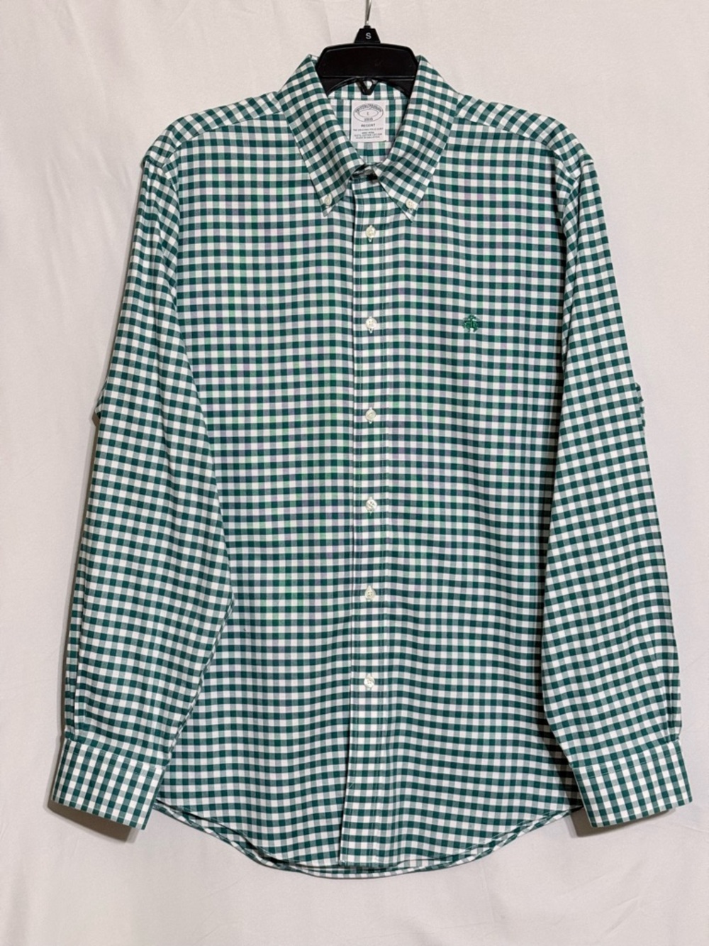 Brooks Brothers 1818 Regent Green and White Gingham Button-Down Shirt Size Large